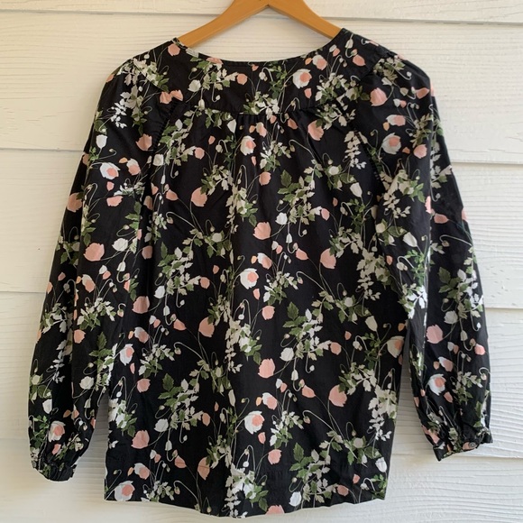 J Crew Liberty Art Fabrics Floral Peasant Blouse Top size Small S Neck Tie - Picture 10 of 13